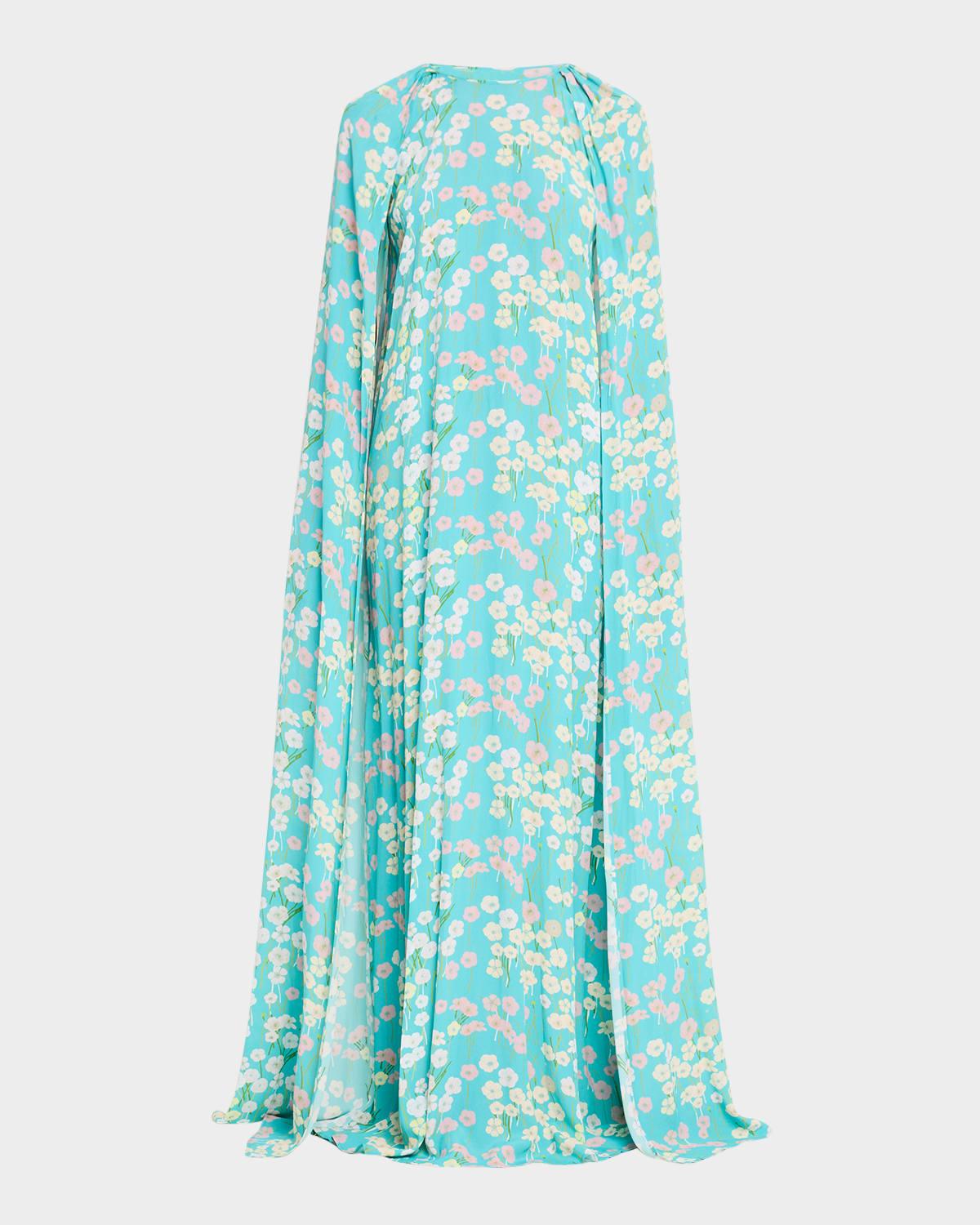 minnie floral cape maxi dress