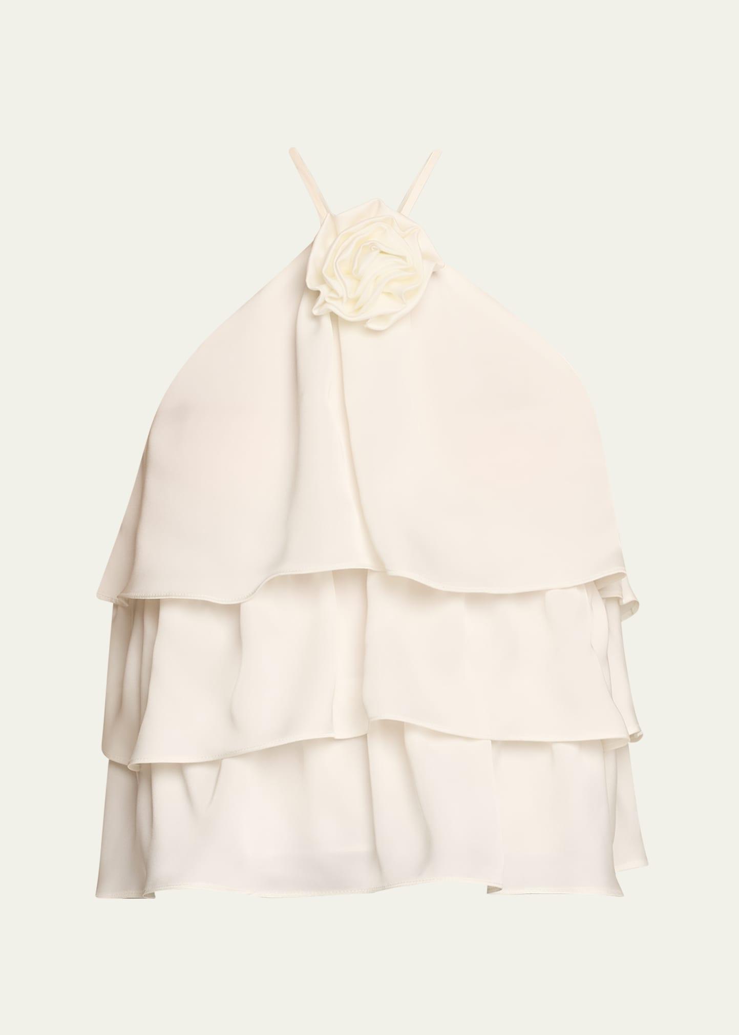 minnie rosette tiered halter blouse