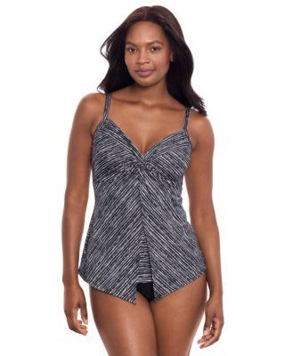 miraclesuit womens selenite printed love knot tankini solid norma jean high waist bottoms