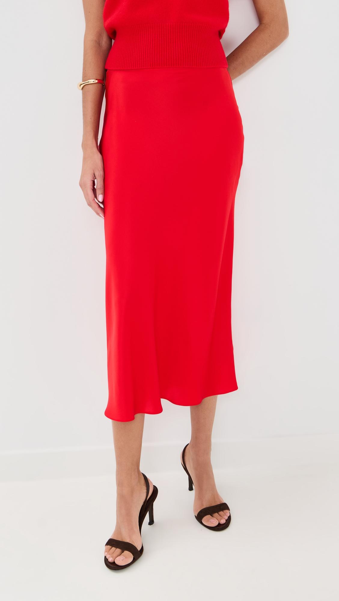 miranda scallop trim bias cut pull on silk skirt