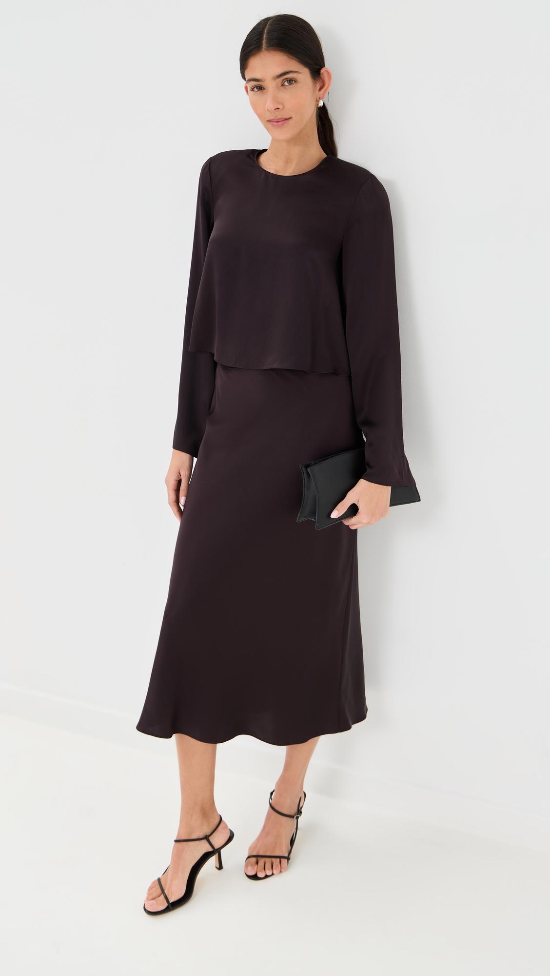 miranda scallop trim bias cut pull on silk skirt