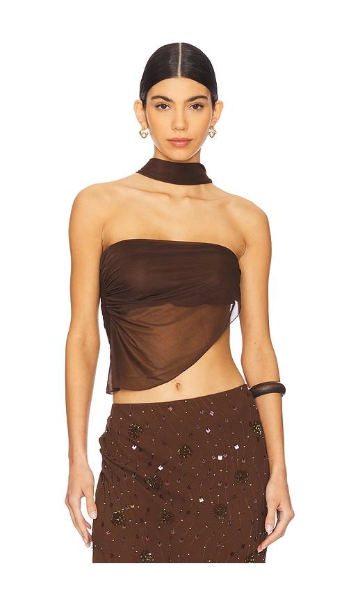 mirror palais deity top in brown.