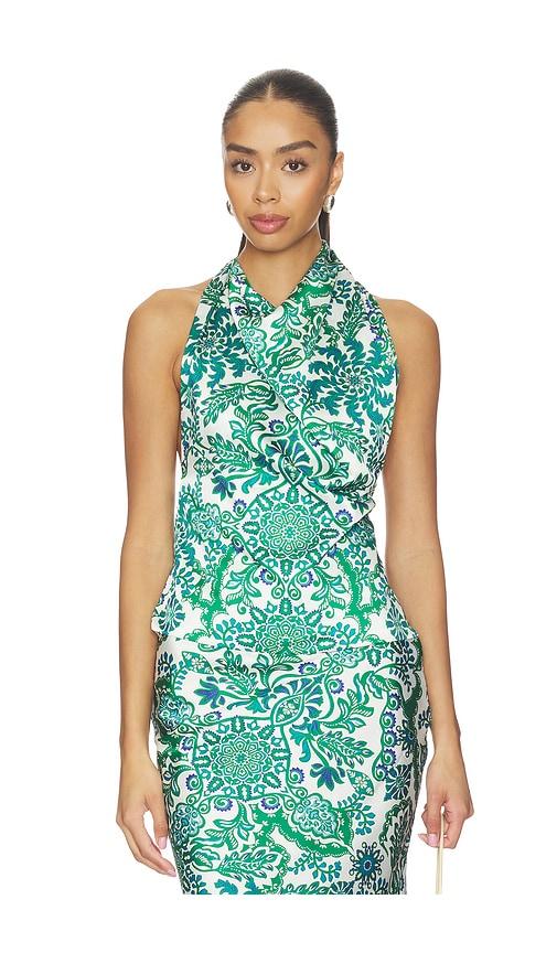 misa los angeles fern top in white,green.