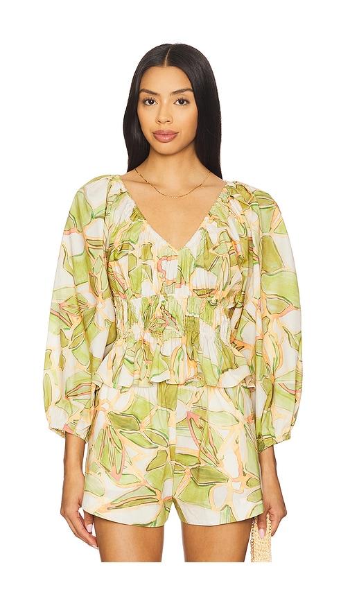 misa los angeles halia top in cream,green.