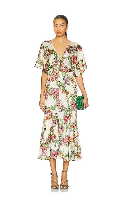 misa los angeles irena dress in cream,green.