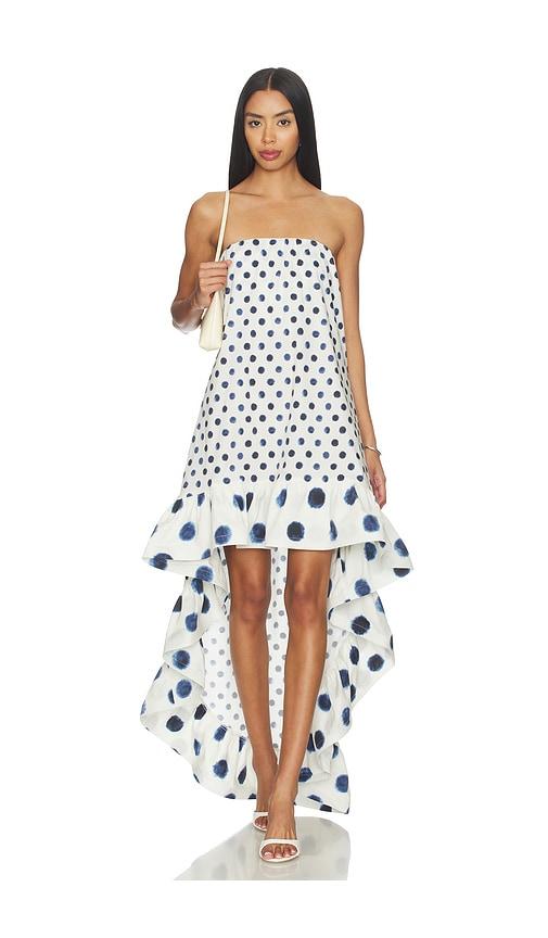 misa los angeles jisou dress in white,blue.