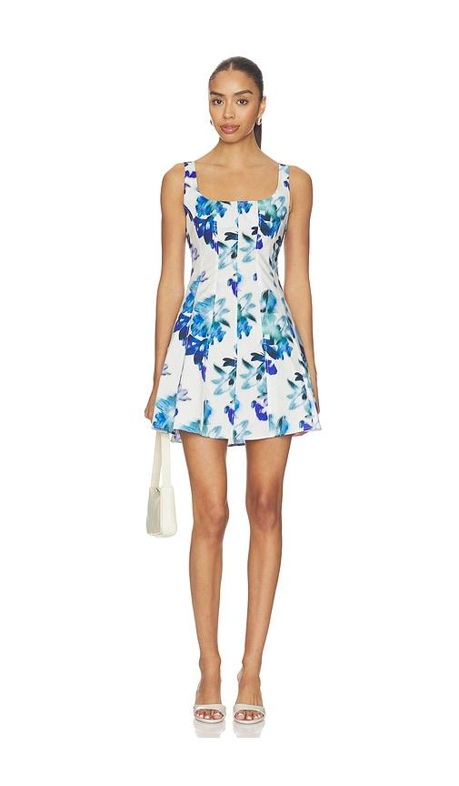 misa los angeles lottie dress in white,blue.