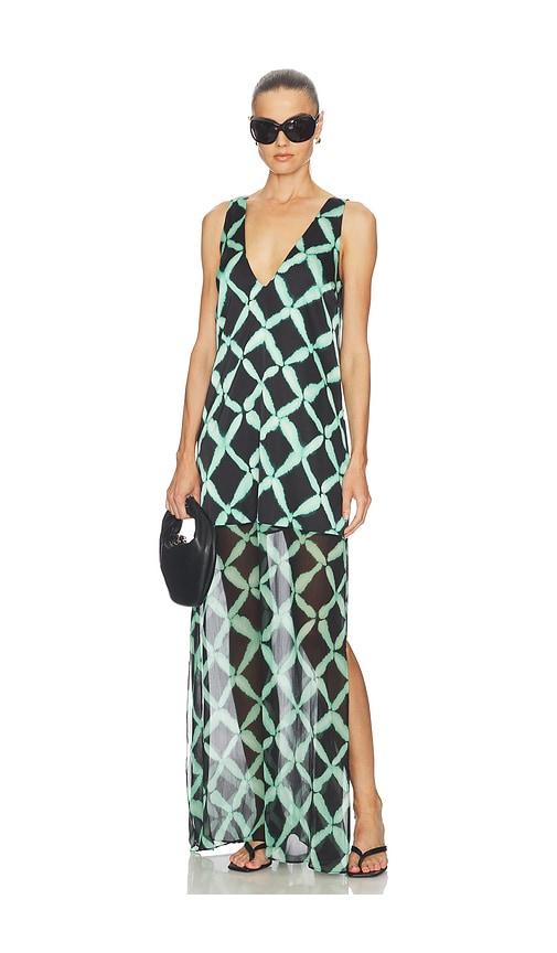 misa los angeles nina dress in green,black.