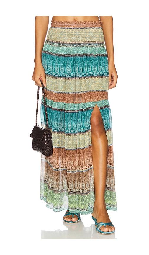 misa los angeles polly skirt in teal,tan.