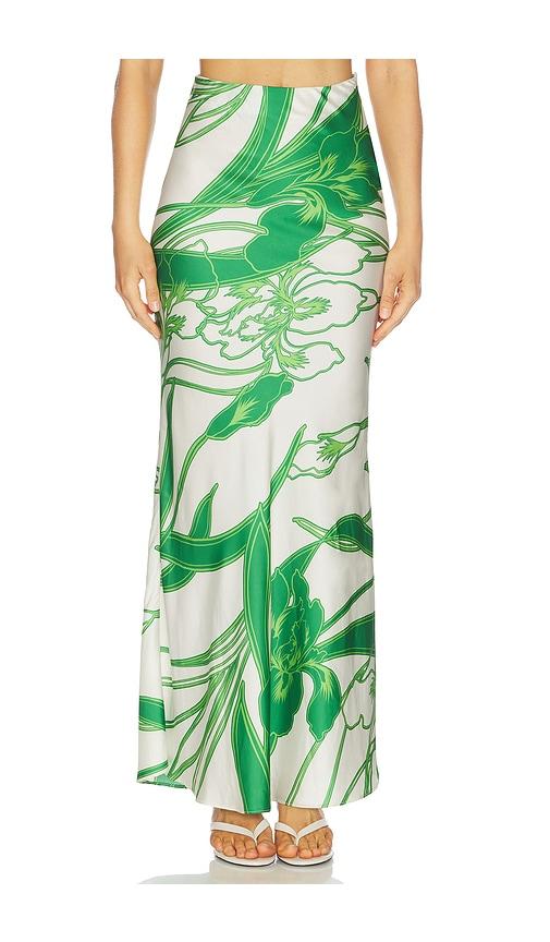 misa los angeles sienna skirt in green,white.