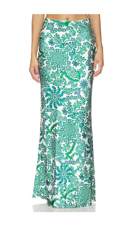 misa los angeles sierra skirt in white,green.