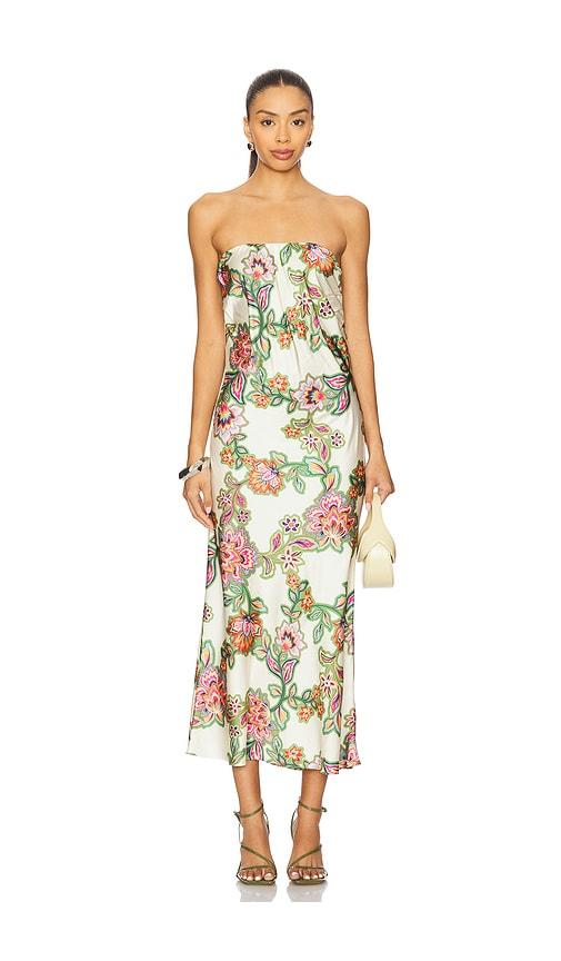 misa los angeles thara dress in cream,green.