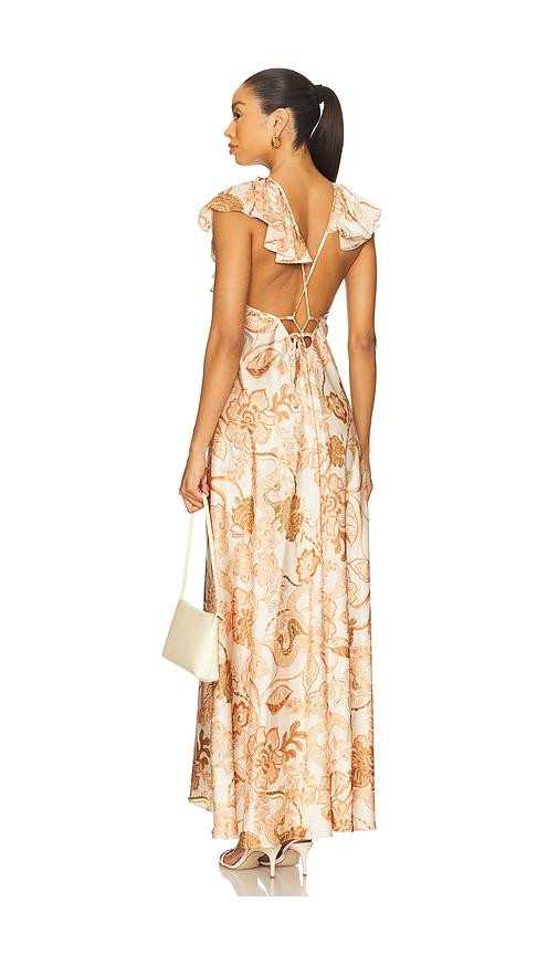misa los angeles velora dress in beige.