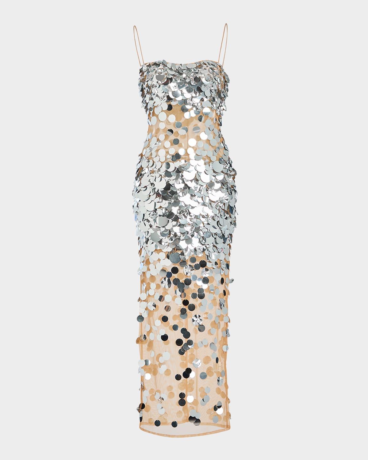 mischa sequin-embellished sleeveless midi dress