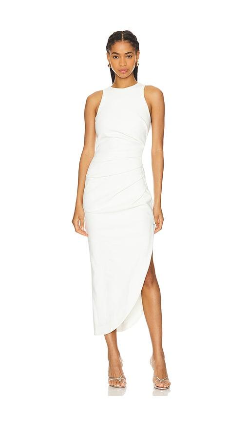 misha ida midi dress in ivory.