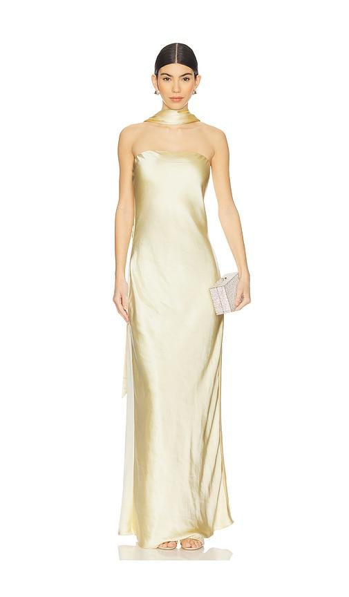 misha lilia gown in lemon.