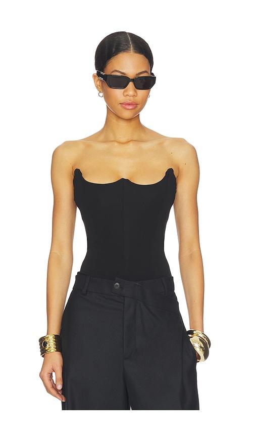 misha the avatus jersey bodysuit in black.