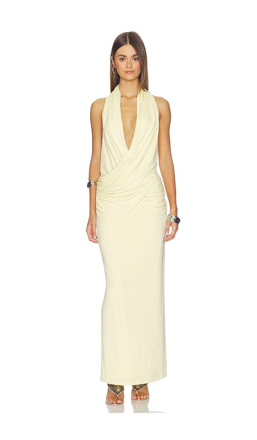 misha the cabana cupro dress in lemon.