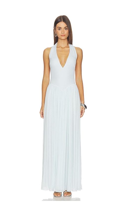 misha the opelia jersey maxi dress in baby blue.