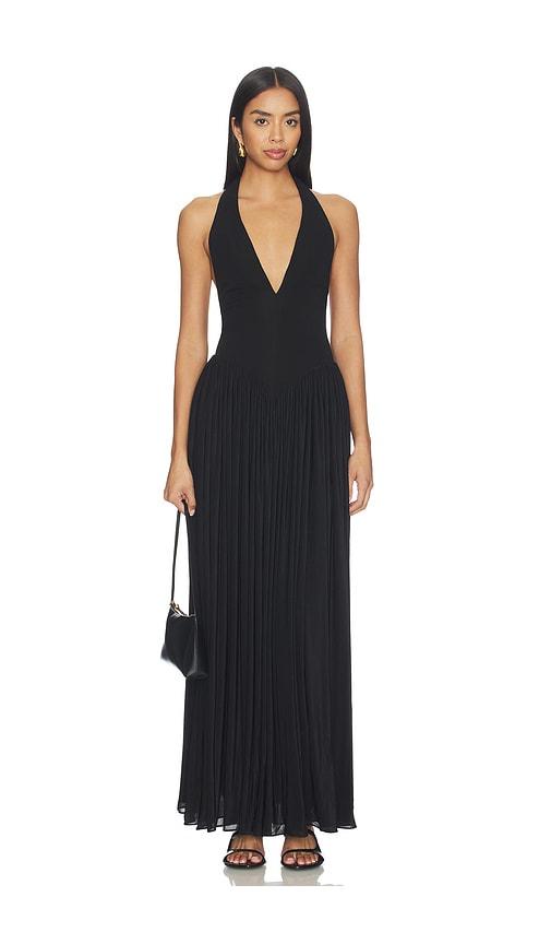 misha the ophelia jersey dress in black.
