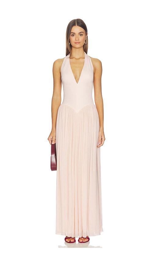 misha the ophelia jersey maxi dress in rose.