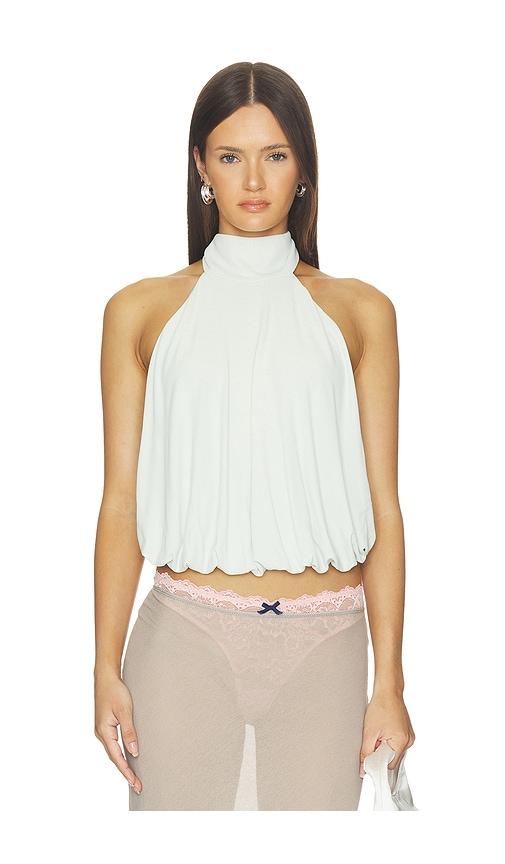 misha the sash jersey top in turquoise.