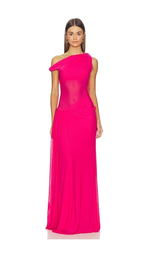 misha the sisal mesh dress in fuchsia.