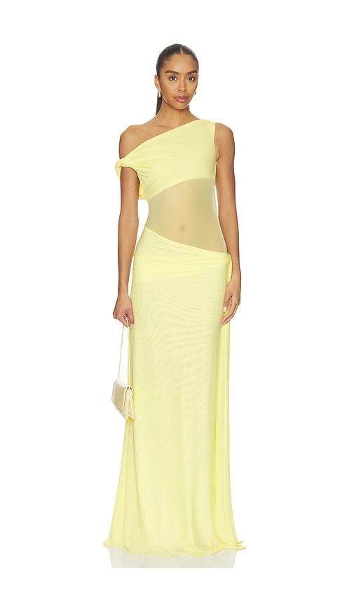 misha the sisal mesh dress in lemon.