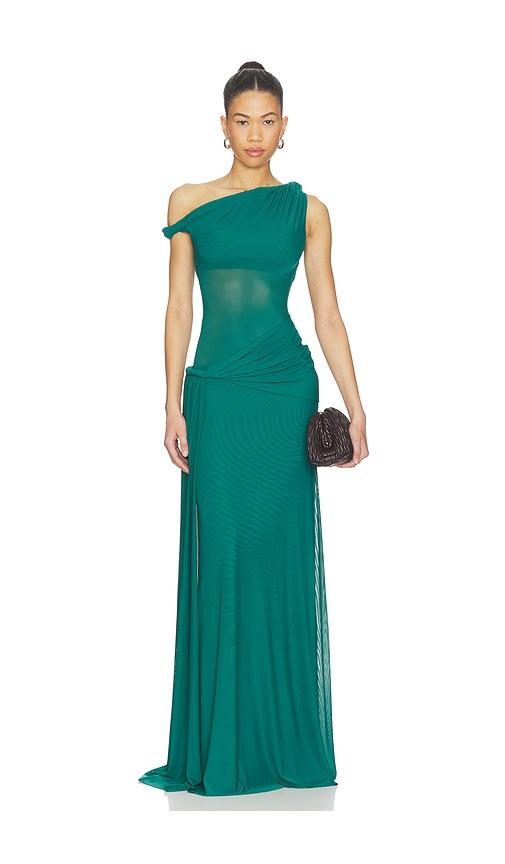 misha the sisal mesh dress in teal.