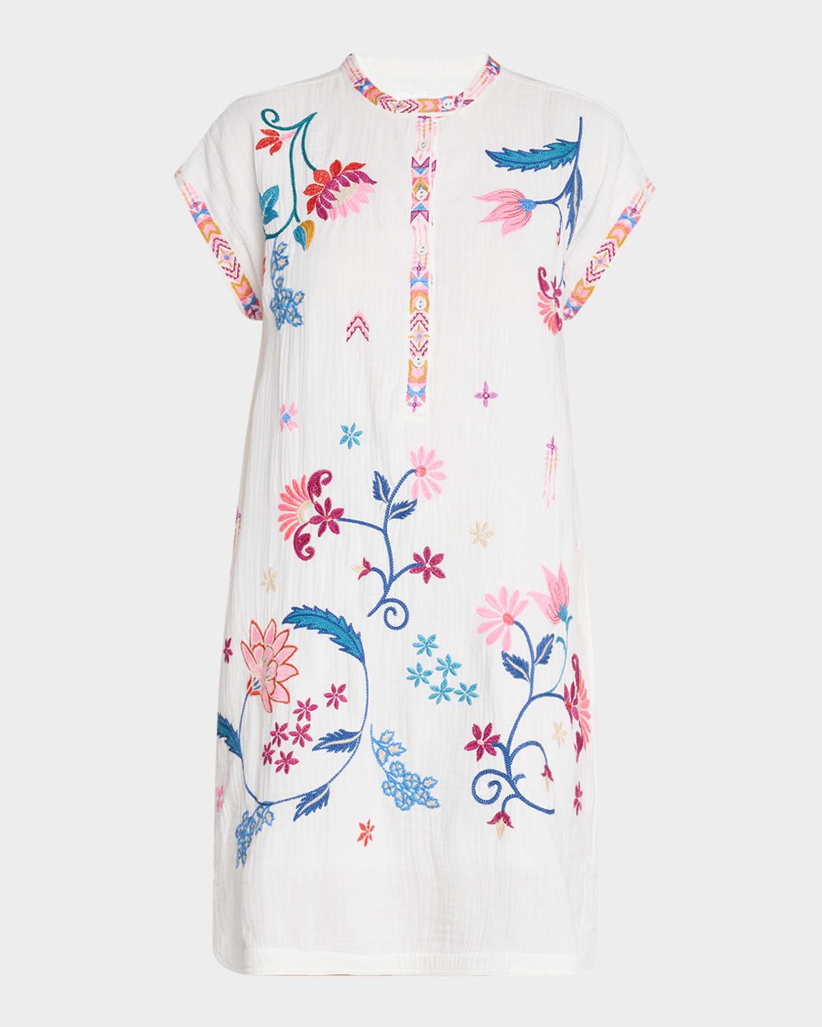 mishti embroidered cotton gauze mini dress