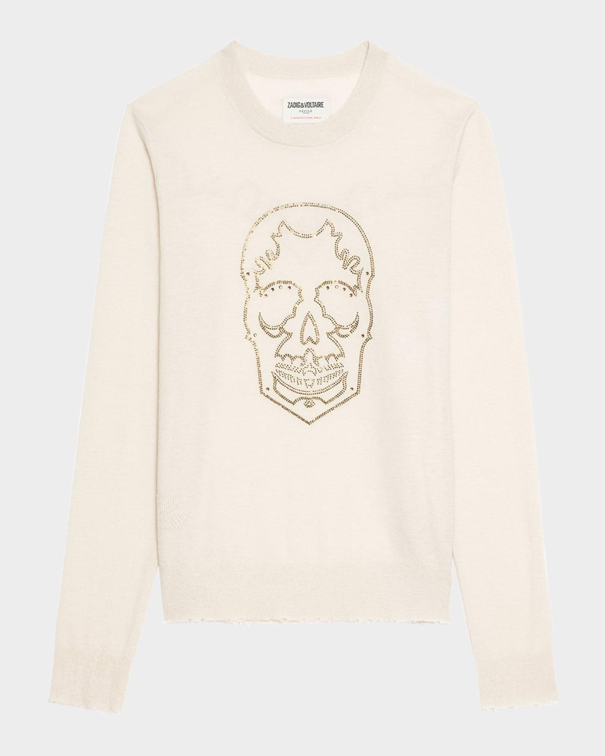 miss embellished skull western sweater