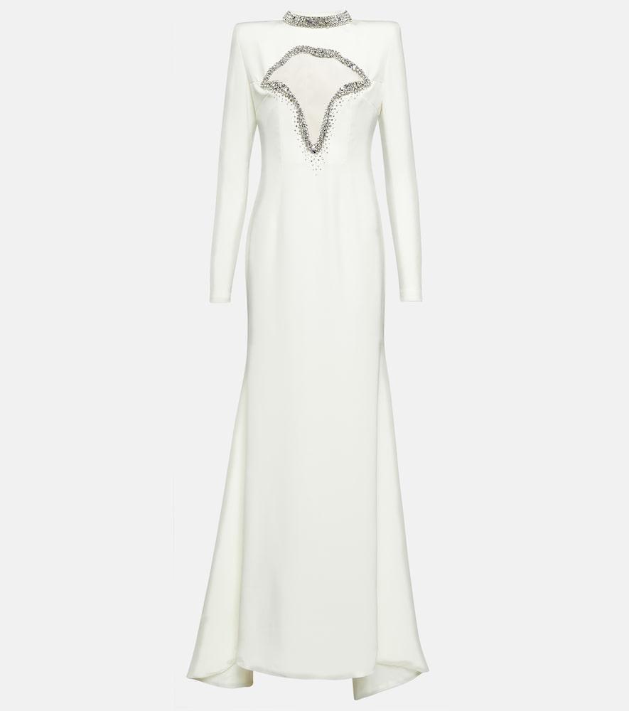 miss sohee crystal-embellished silk cutout gown