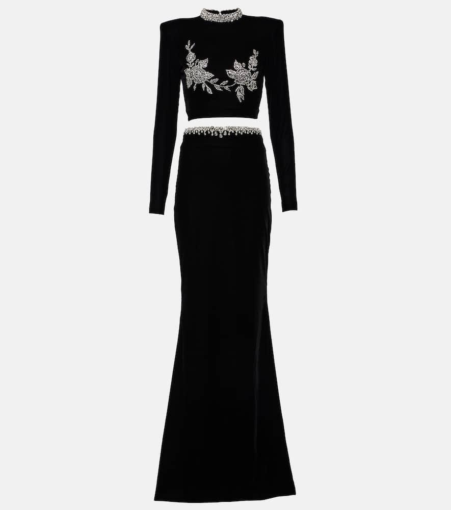 miss sohee embroidered crop top and maxi skirt