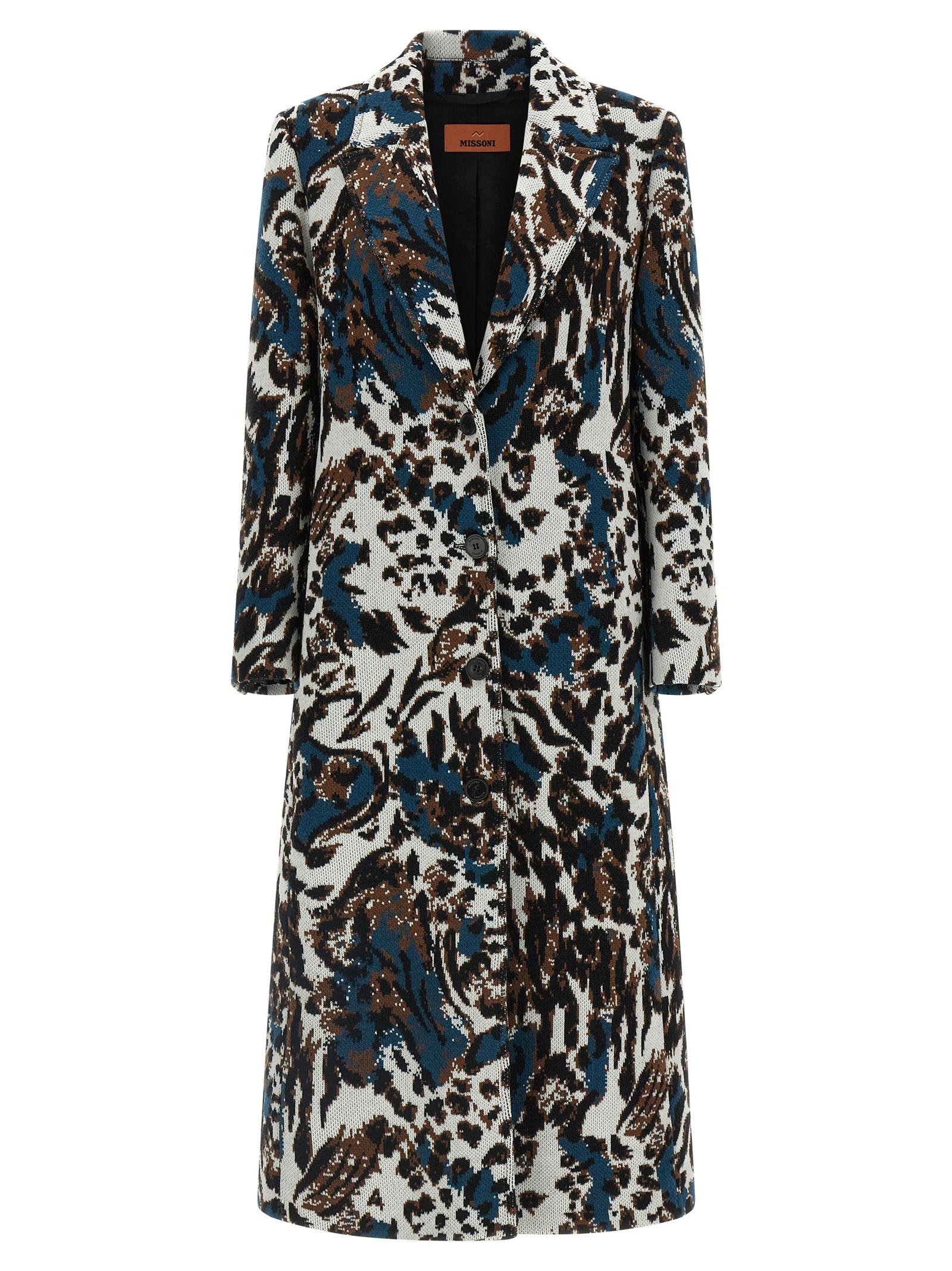 missoni animalier coat multicolor wool coats, trench - women