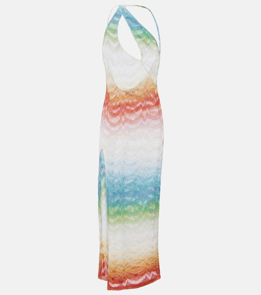 missoni asymmetric lamé maxi dress