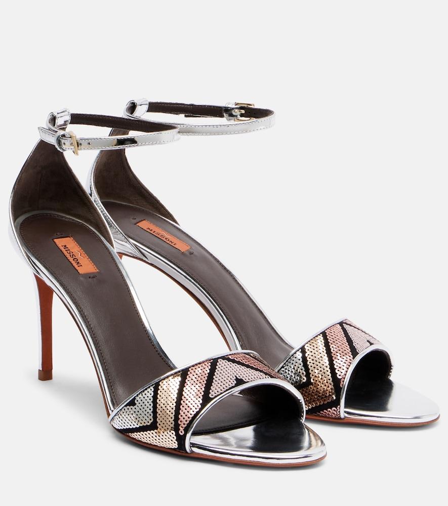 missoni belle sequined metallic leather sandals