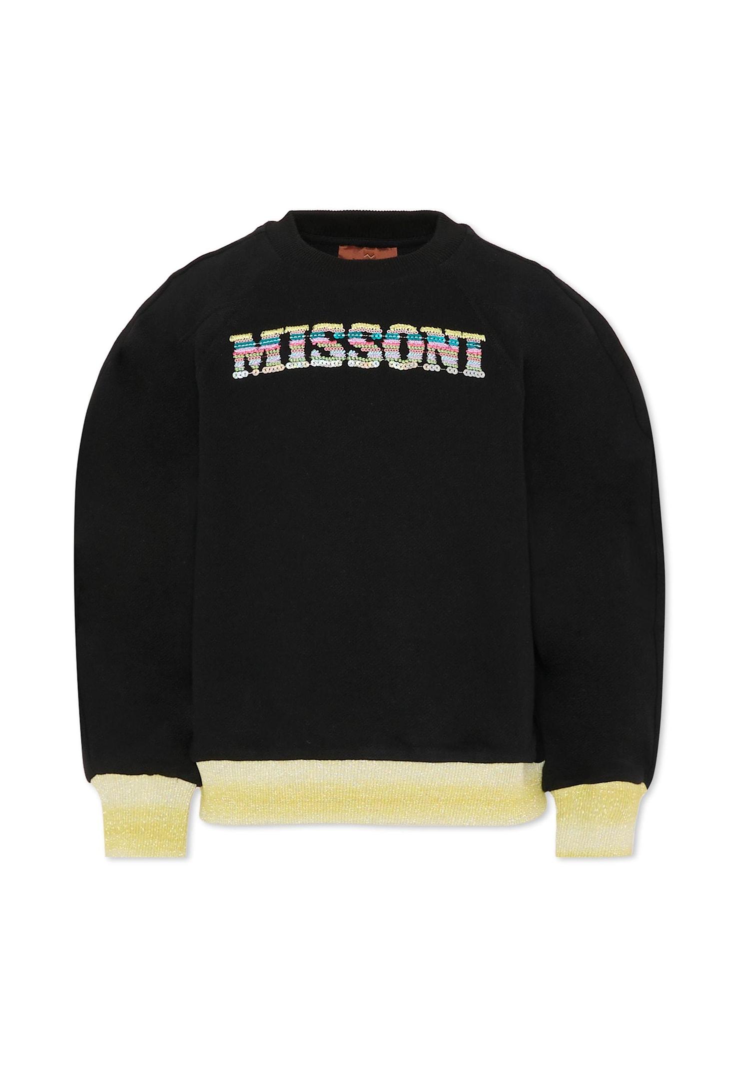 missoni black sweatshirt for girl with logo