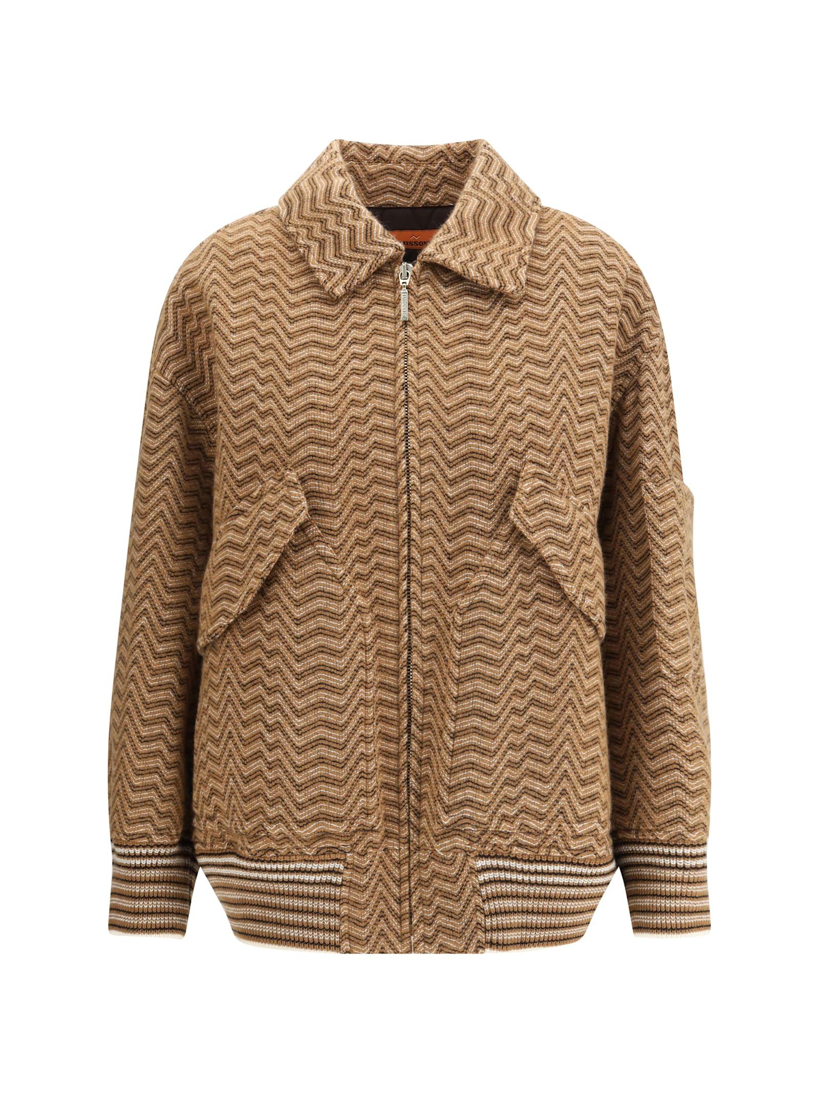 missoni bomber with irregular chevron pattern