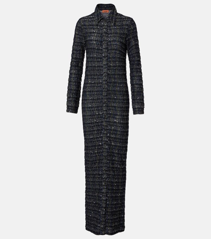 missoni checked lamé shirt dress