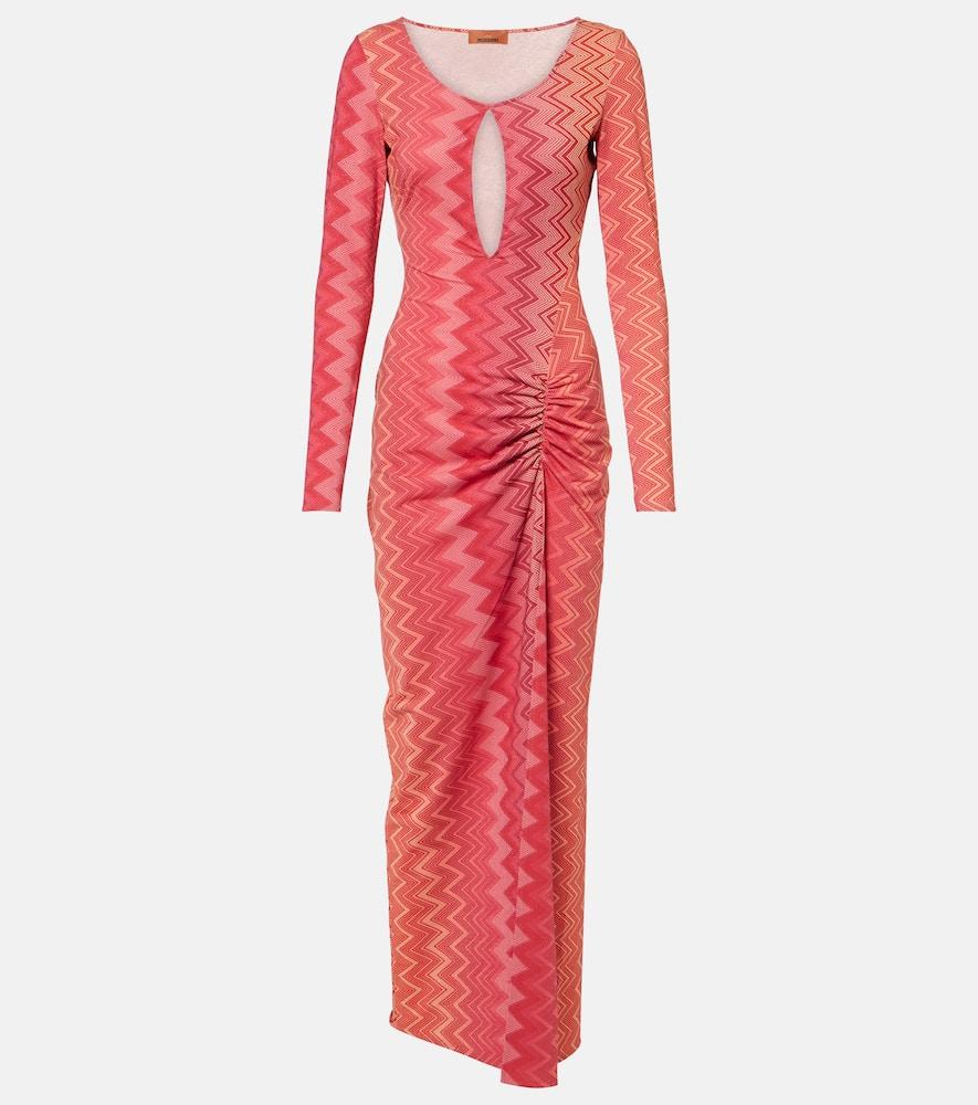 missoni chevron lamé midi dress