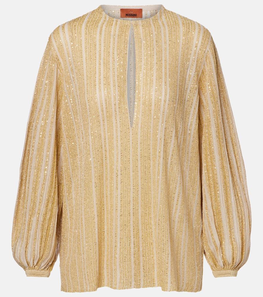 missoni cutout lamé blouse