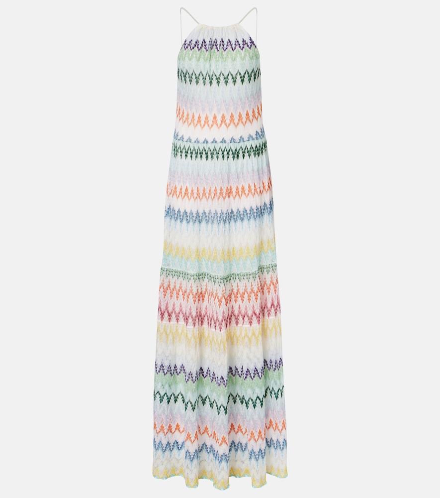 missoni halterneck lamé maxi dress
