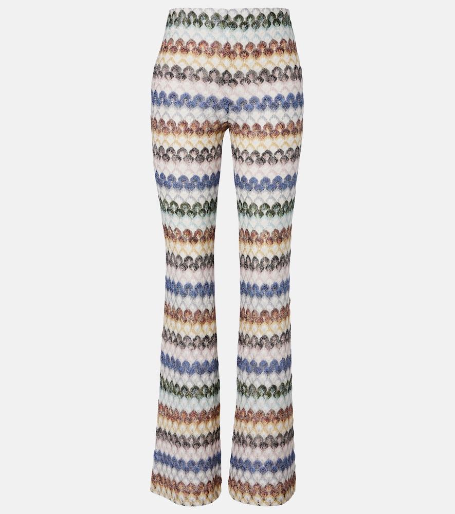 missoni knitted lamé flared pants