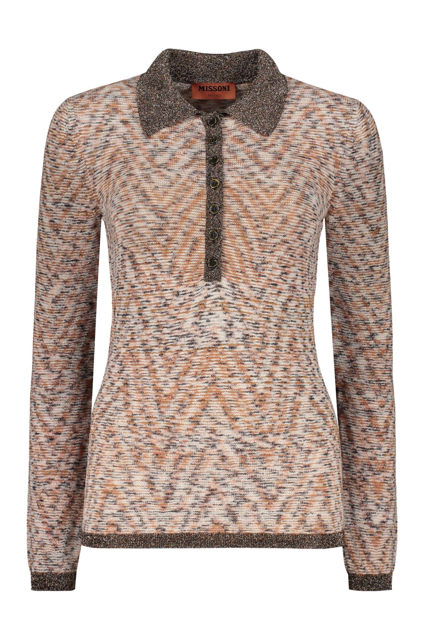 missoni knitted wool polo shirt