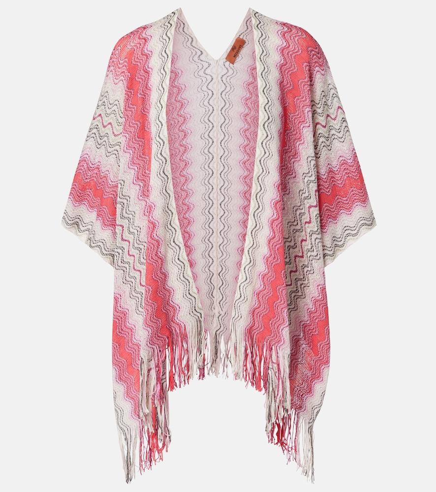 missoni lamé fringed poncho