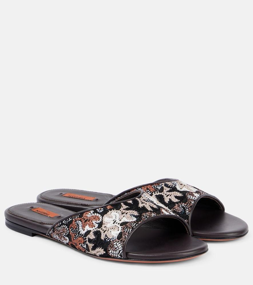 missoni lamé leather mules