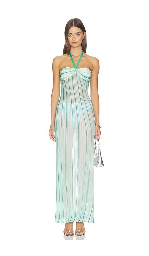 missoni long cover up dress in teal.