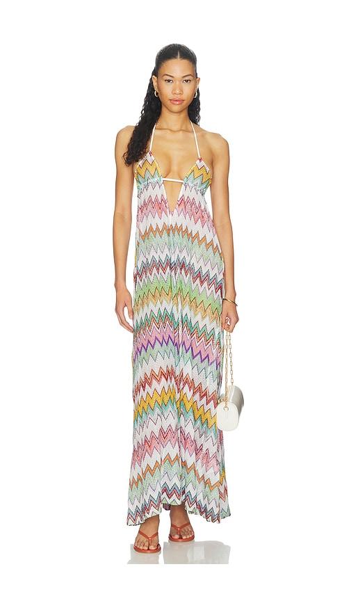 missoni long cover up dress in white,green.