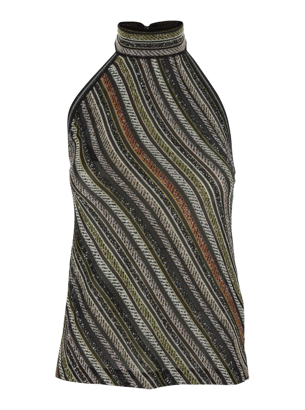 missoni multicolor high neck top with all-over sequins in fabric woman