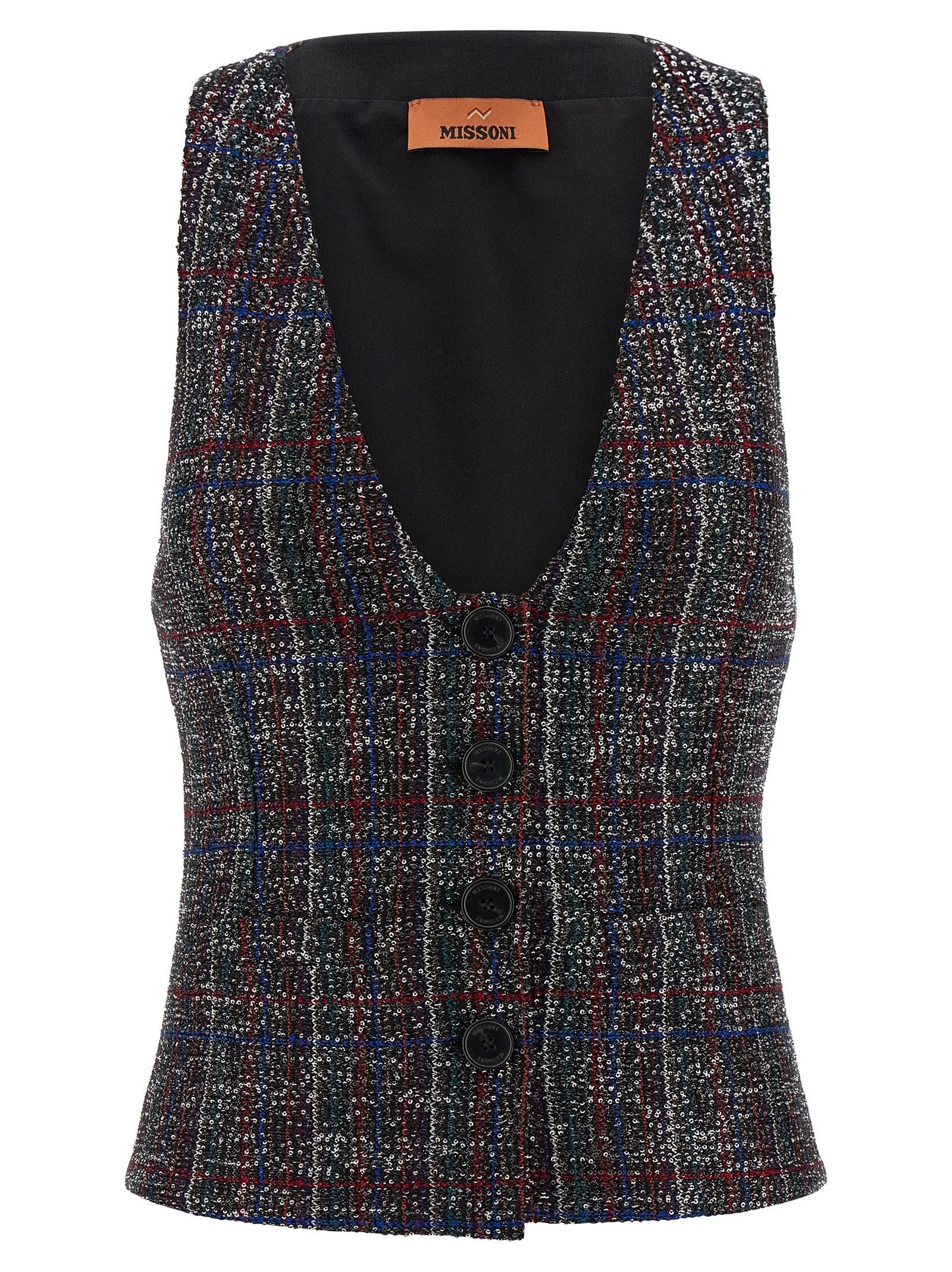 missoni sequin tartan vest
